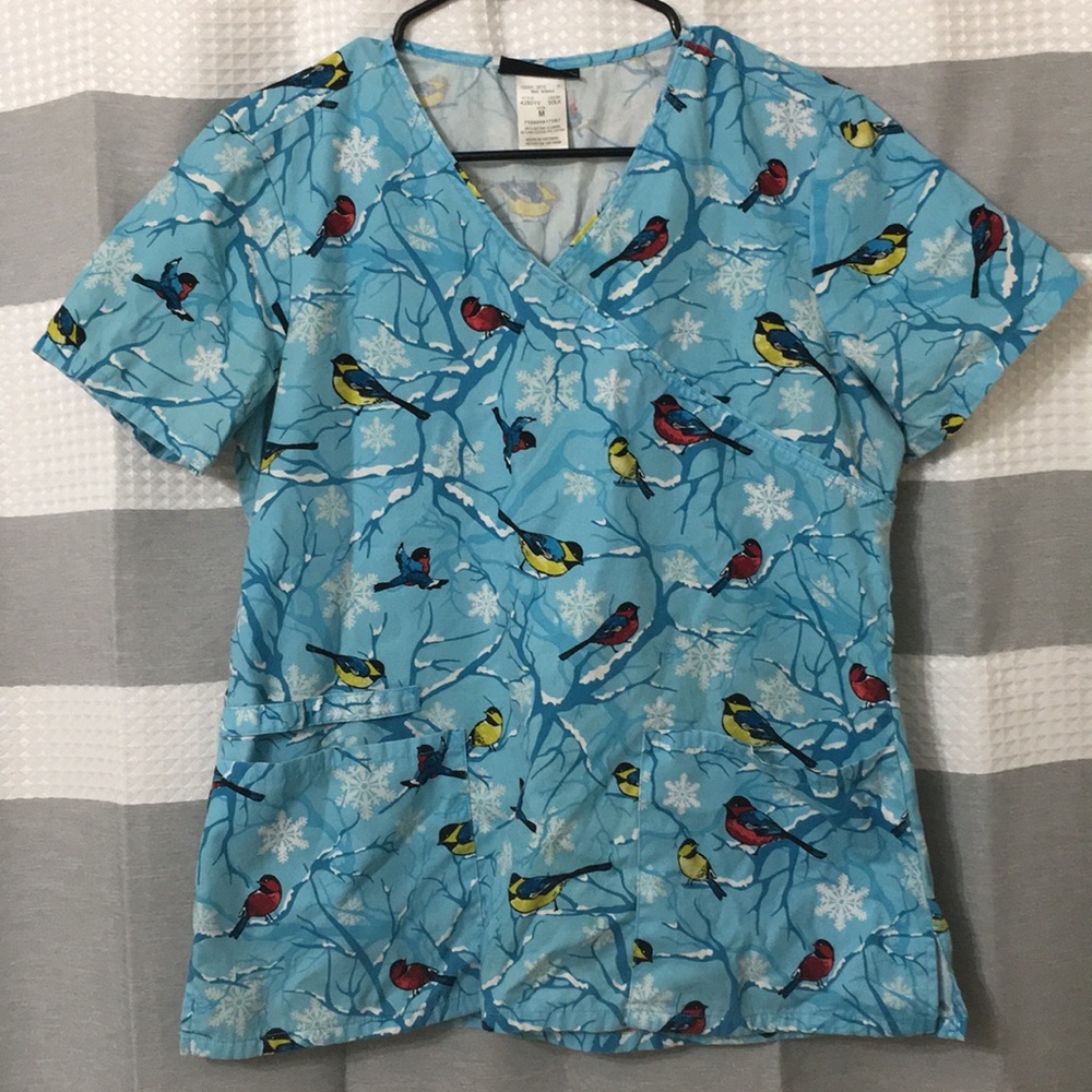 Winter Birds Scrub Top